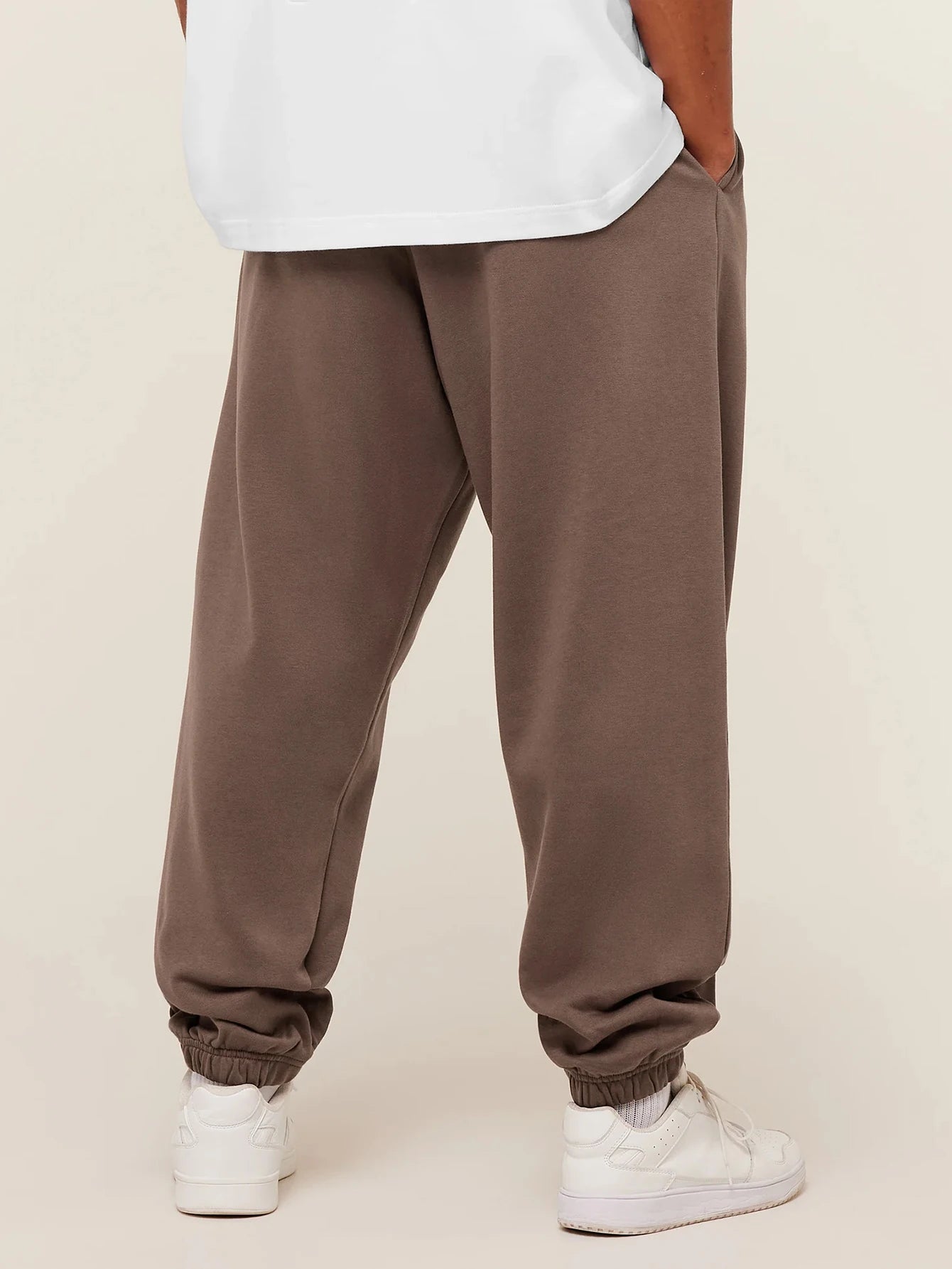 Men's Cuffed Essential Straight Leg Joggers - Brown