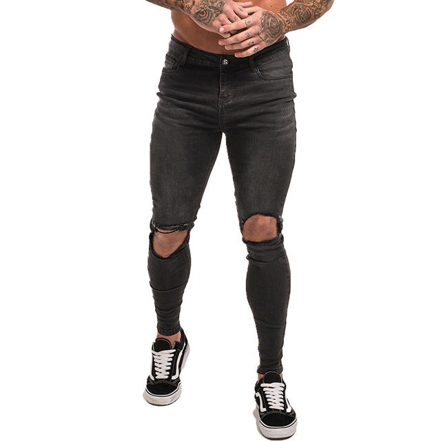 Men's Super Skinny Ripped Jeans-FITNESS ENGINEERING